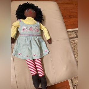 Vintage African American Ethnic Black Raggedy Ann Cloth Doll 19" Handmade